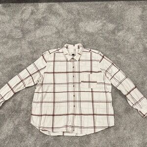 Universal Thread Cream and Brown Checkered flannel shirt